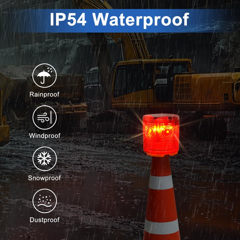 Aolyty Solar Strobe Warning Light 360 Degree Single Column Super Bright Waterproof IP54 for Construction Traffic Dock Marine Light Control Flashing (Blue) - Image 4
